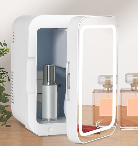 White mini fridge led light - 4l,